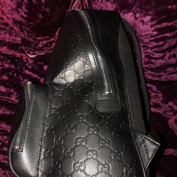 Gucci black leather embossed GG backpack main image 5